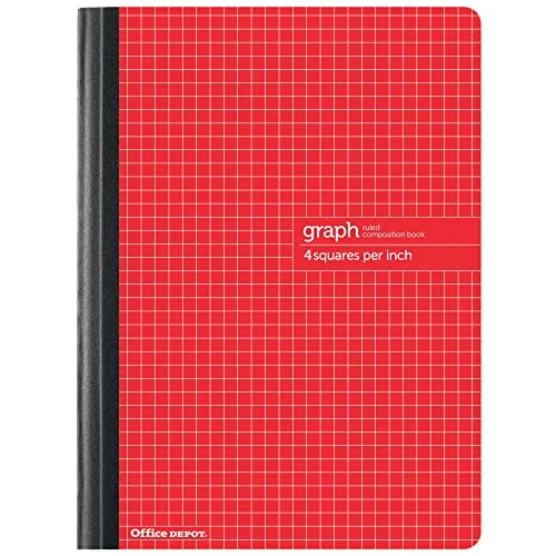 Office Depot® Brand Composition Book, 7-1/2" x 9-3/4", Quadrille Ruled, 80 Sheets, Red