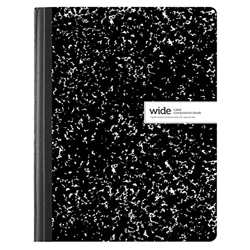 Office Depot® Brand Composition Books, 7-1/2in x 9-3/4in, Wide Ruled, 100 Sheets, Black/White, Case Of 24 Notebooks