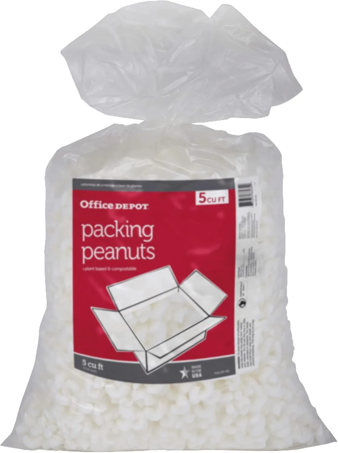 Office Depot Loose-Fill Packing Peanuts, Starch-Based, 5 Cu Ft (37702-OD)
