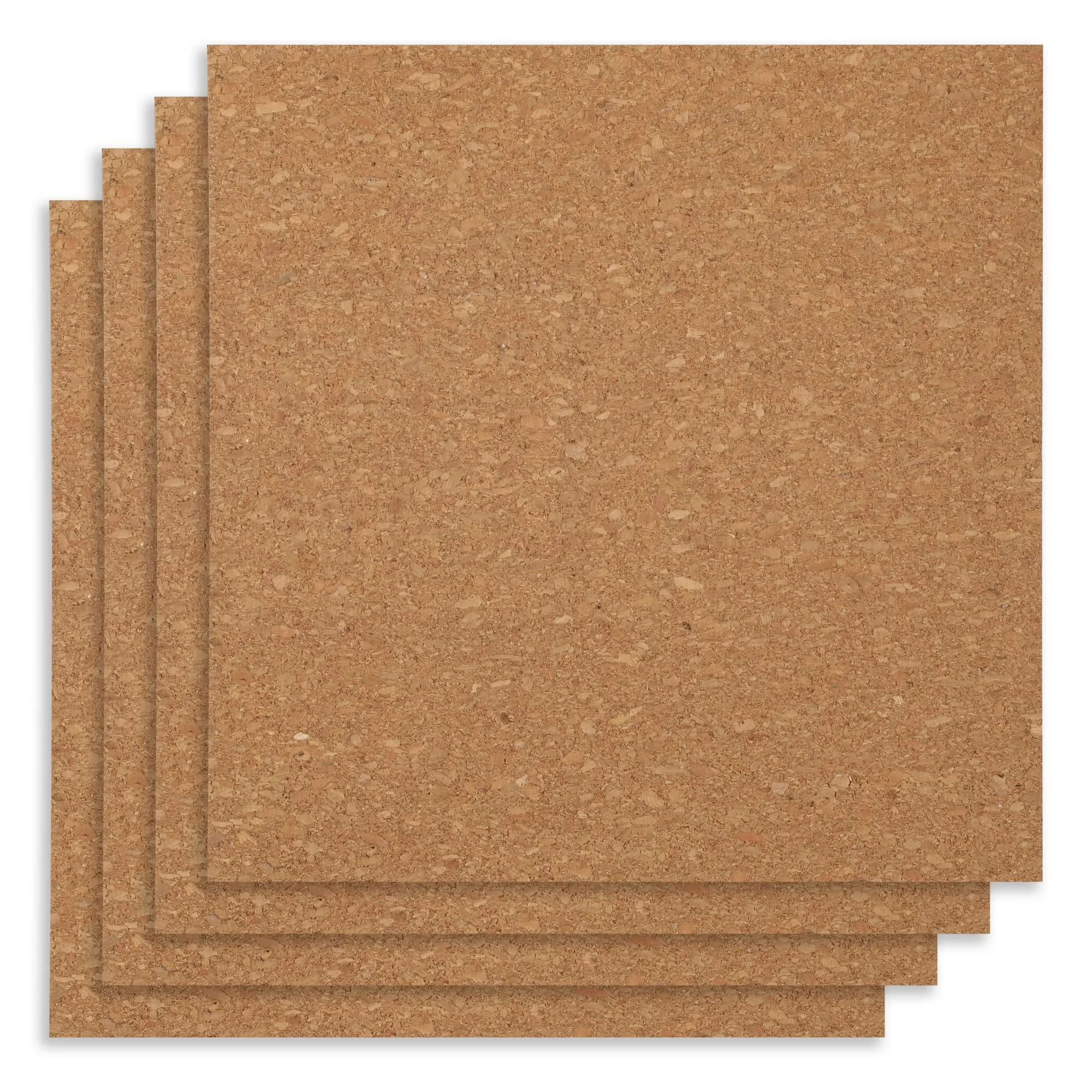 Office Depot Cork Wall Tiles, 12" x 12", Pack of 4, Tan