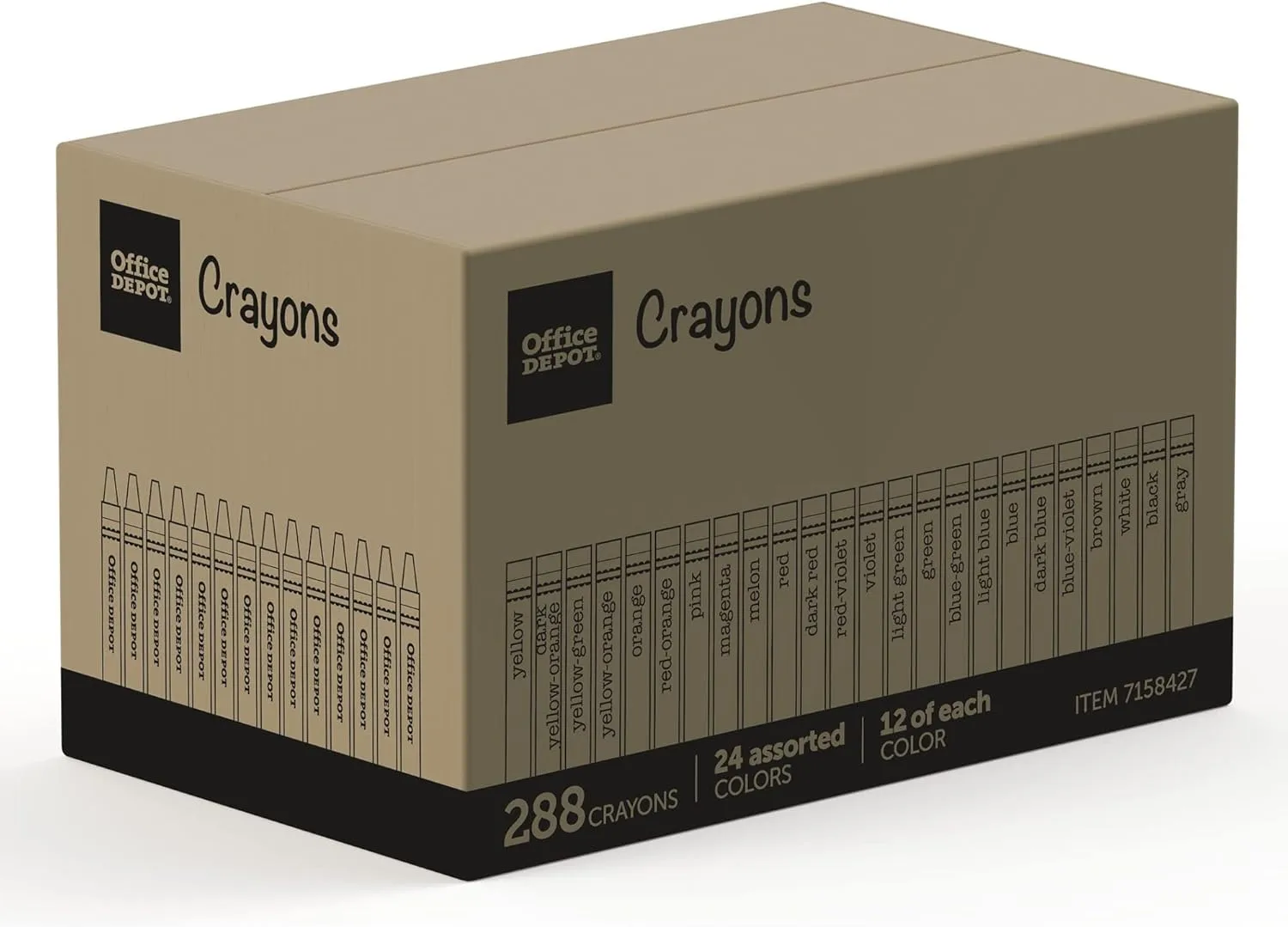 Office Depot® Brand Crayons Assorted, 24 Colors, 12 Crayons Of Each Color, Box Of 288