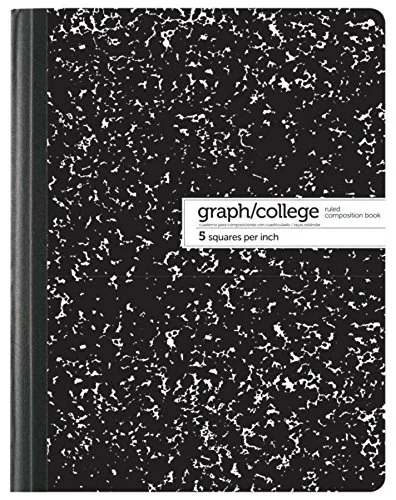 Office Depot Dual Ruled Marble Composition Book, 7 1/2in x 9 3/4in, College/Quadrille Ruled, 100 Sheets, Black/White