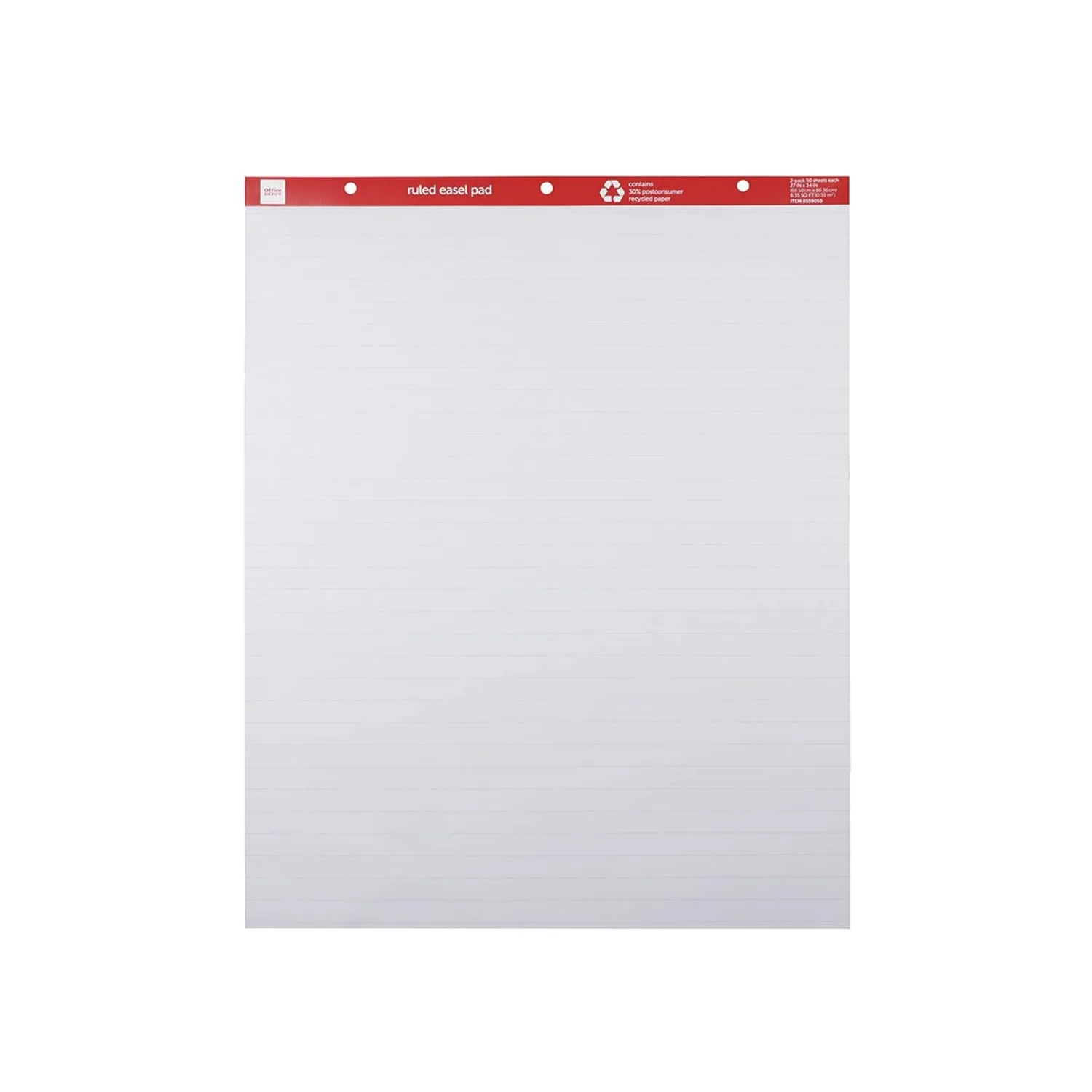 Office Depot® Brand Easel Pads, 27" x 34", Ruled, 50 Sheets, 30% Recycled, White, Pack Of 2
