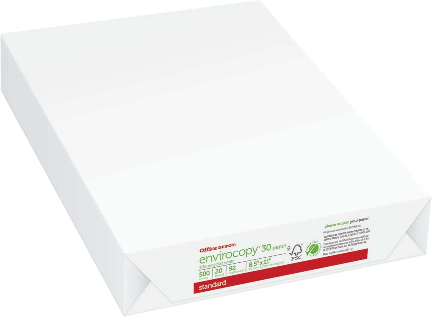 Office Depot EnviroCopy FSC Certified Copy Paper, Letter, 20 lb, 500 Sheets