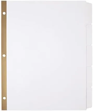 Office Depot Erasable Big Tab Dividers, 5-Tab, White, Pack of 2 Sets