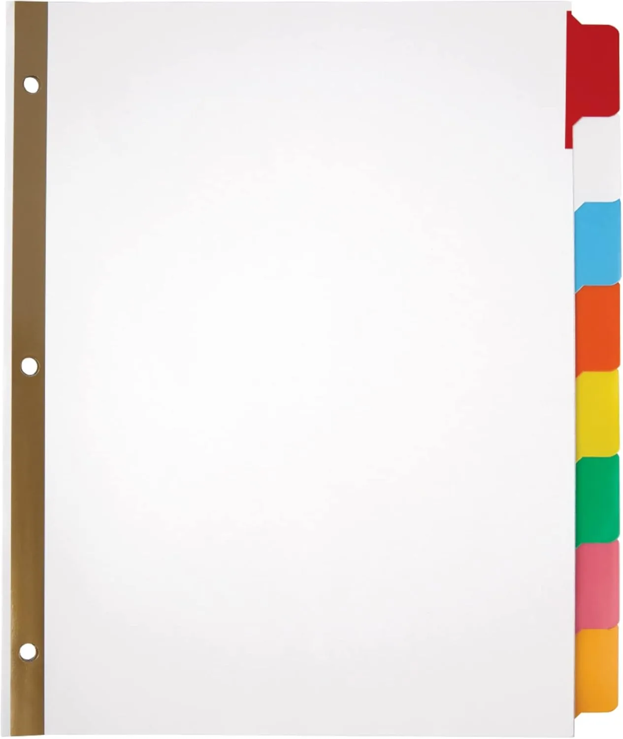 Office Depot Erasable Big Tab Dividers, 8-Tab, Assorted Colors, Pack of 2 Sets