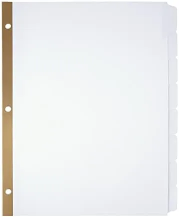 Office Depot Brand Erasable Big Tab Dividers, 8-Tab, White, Pack Of 2 Sets
