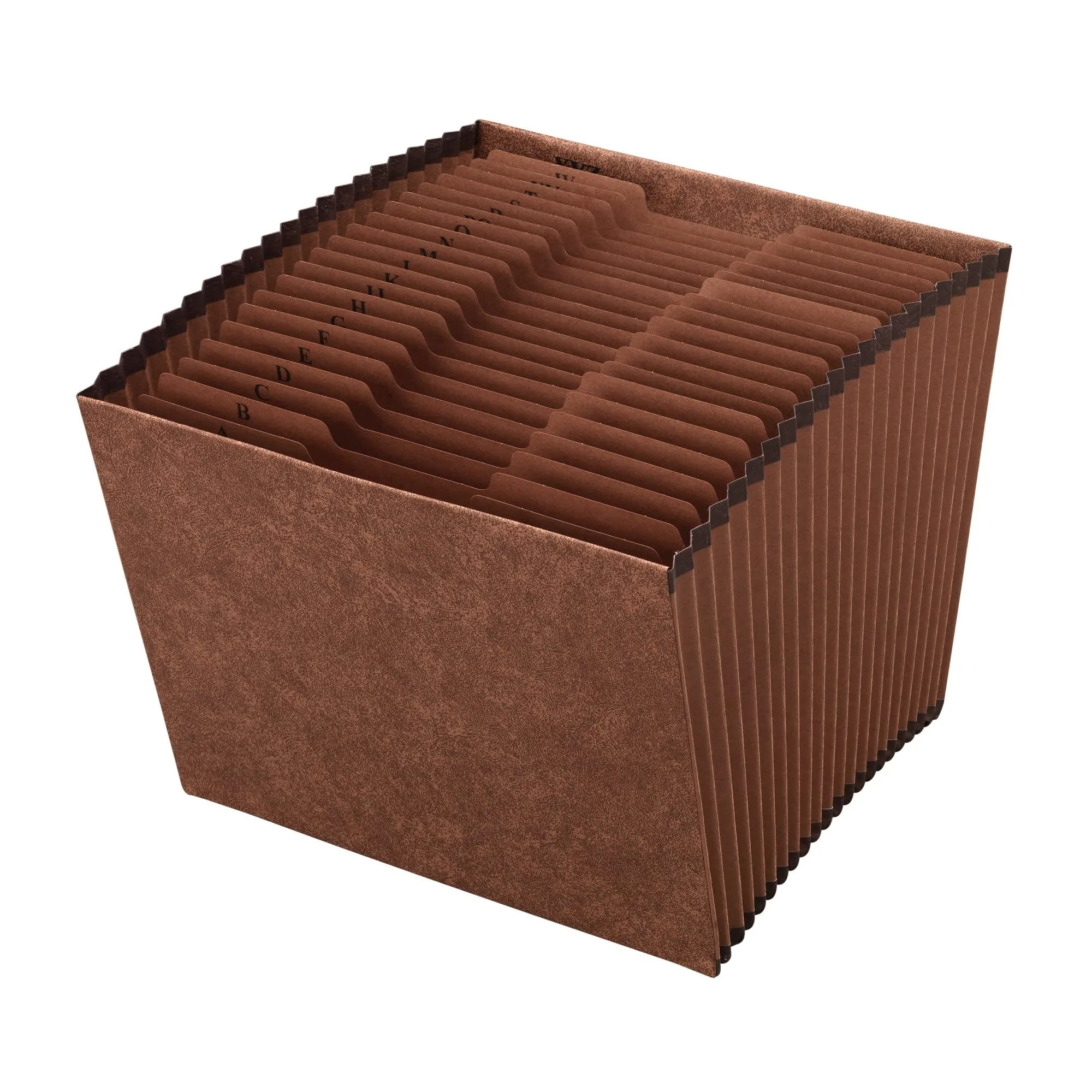 Office Depot Brand Faux Leather Expanding File, A-Z, 21 Pockets, Letter Size (8-1/2in x 11in), 1-3/4in Expansion, Brown