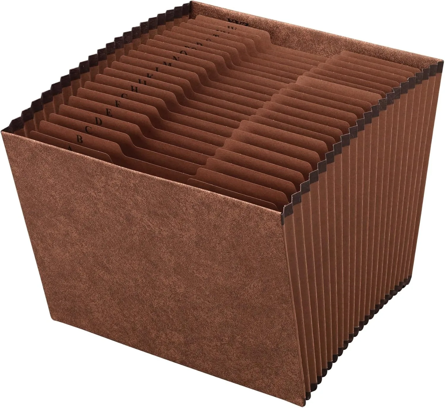 Office Depot Brand Faux Leather Expanding File, A-Z, 21 Pockets, Letter Size (8-1/2in x 11in), 1-3/4in Expansion, Brown