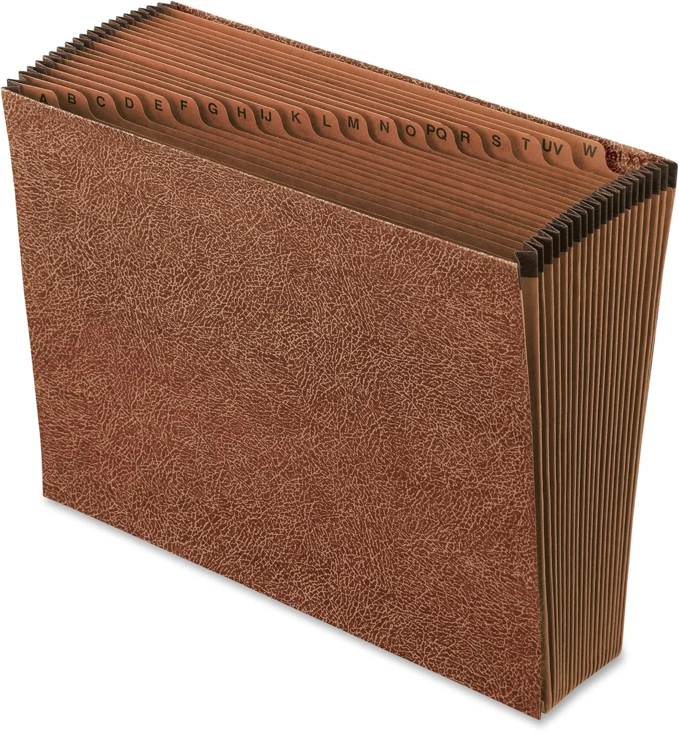 Office Depot Brand Faux Leather Expanding File, A-Z, 21 Pockets, Letter Size (8-1/2in x 11in), 1-3/4in Expansion, Brown