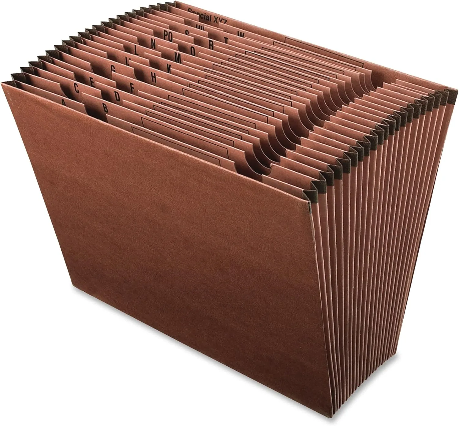 Office Depot Brand Faux Leather Expanding File, A-Z, 21 Pockets, Letter Size (8-1/2in x 11in), 1-3/4in Expansion, Brown