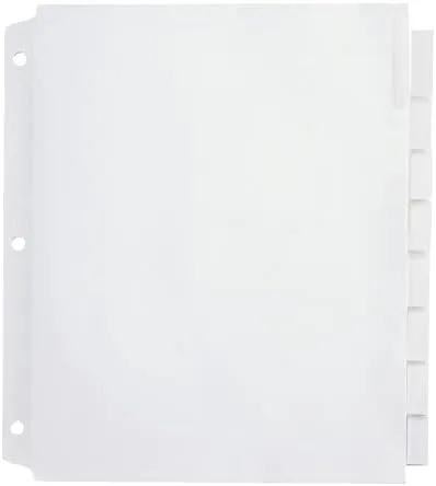 Office Depot Insertable Extra-Wide Dividers with Big Tabs, Clear, 8-Tab, OD14796