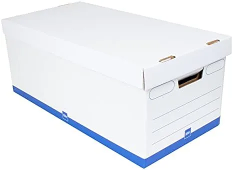 Office Depot® Brand Medium Quick Set Up Corrugated Storage Boxes, Letter Size, 24" x 12" x 10", 60% Recycled, White/Blue
