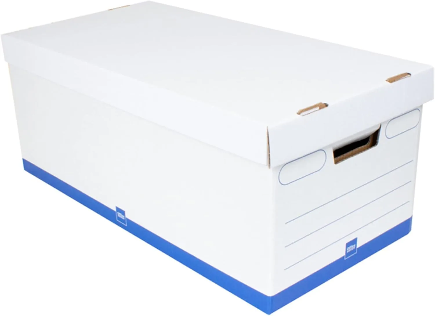 Office Depot® Brand Medium Quick Set Up Corrugated Storage Boxes, Letter Size, 24" x 12" x 10", 60% Recycled, White/Blue