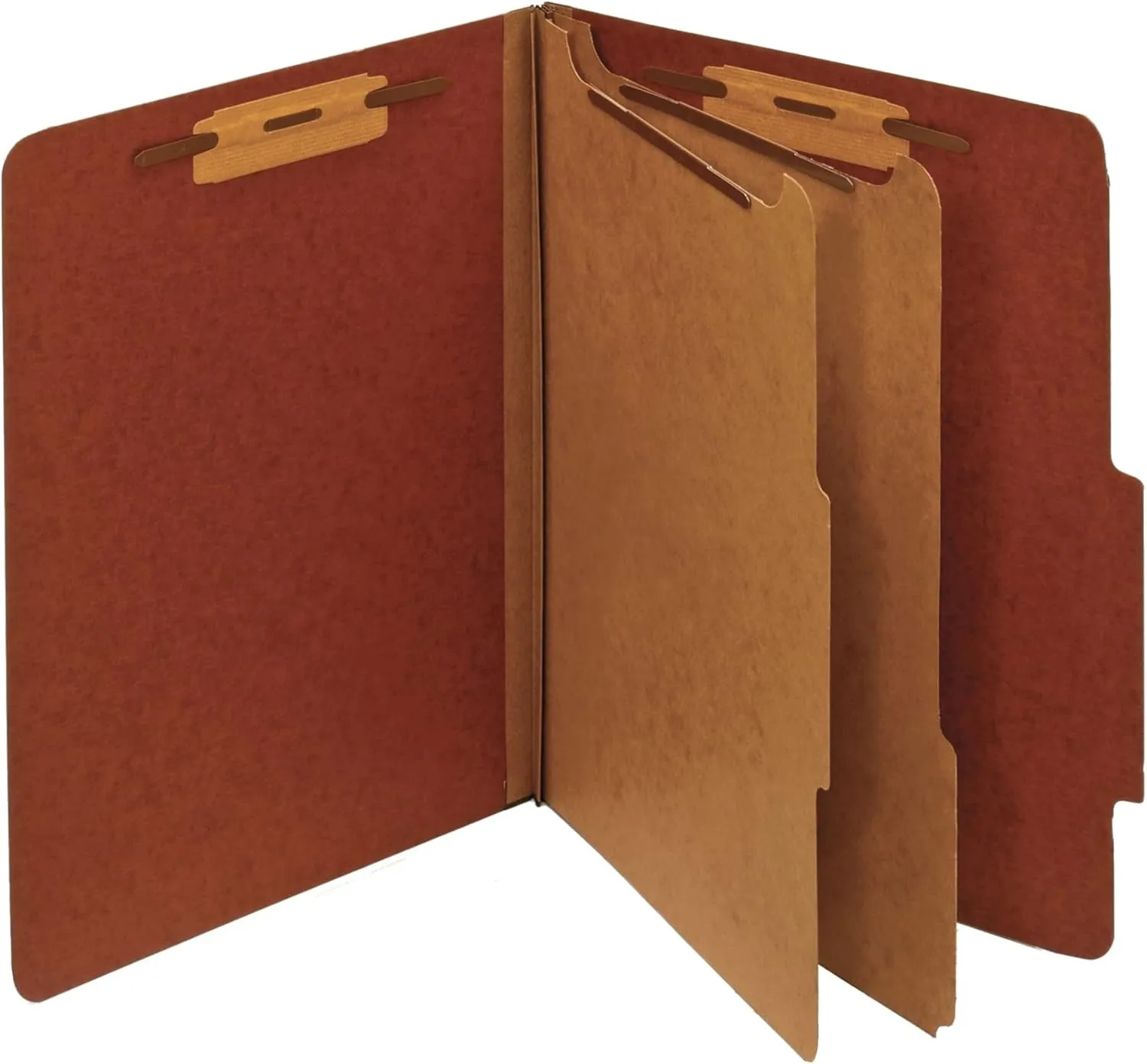 Office Depot Brand Classification Folders, 2 1/2in Expansion, Letter Size, 2 Dividers, 83% Recycled, Brick Red, Pack Of 5 Folders