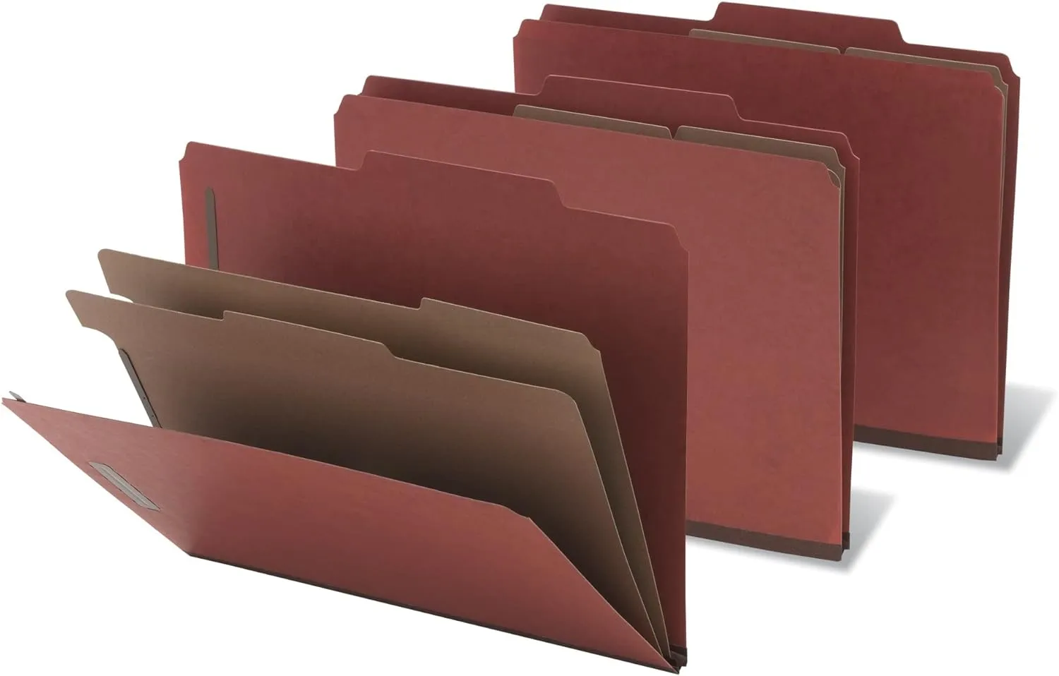Office Depot Brand Classification Folders, 2 1/2in Expansion, Letter Size, 2 Dividers, 83% Recycled, Brick Red, Pack Of 5 Folders