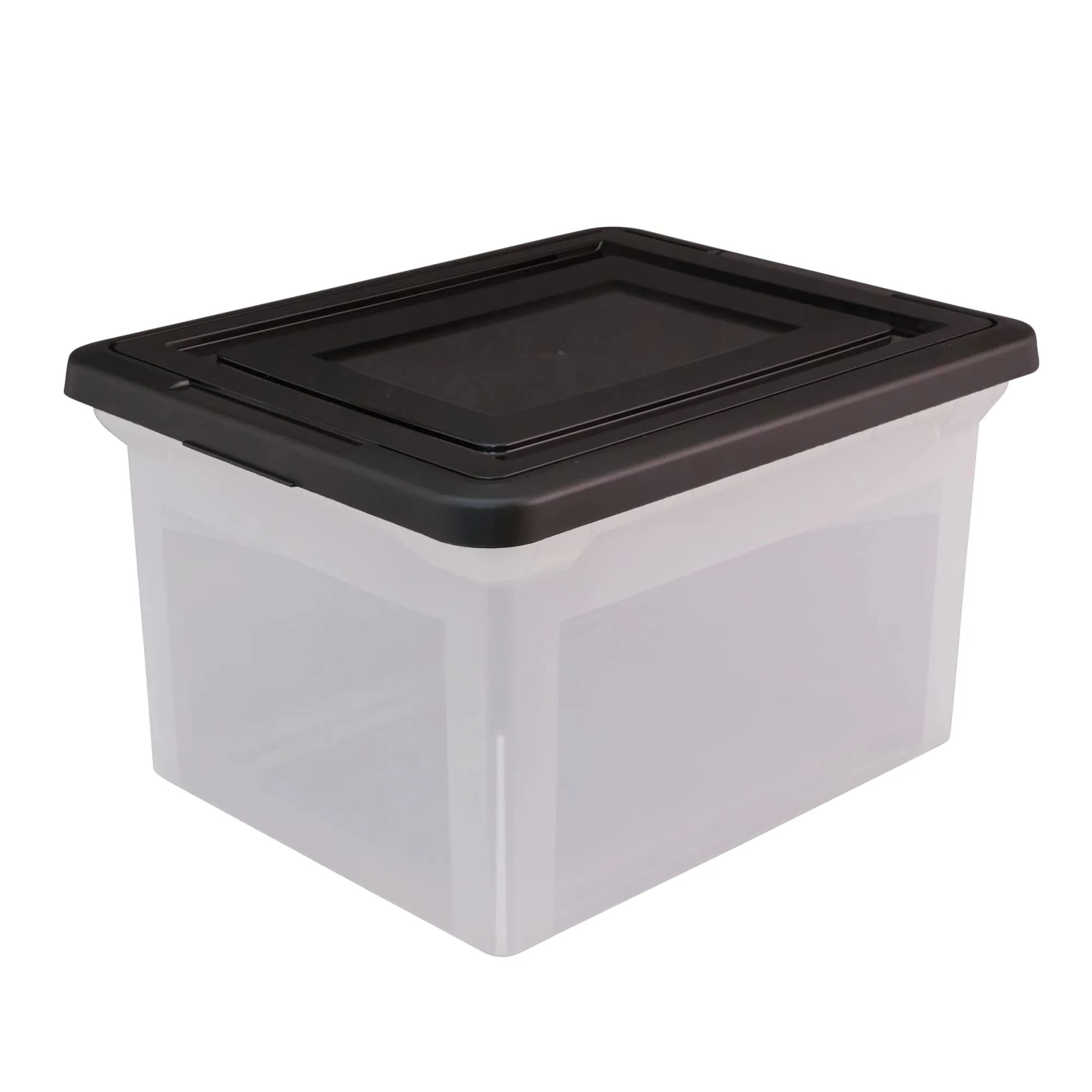 Office Depot® Brand Letter And Legal File Tote, 18" L x 14 1/4" W x 10 7/8" H, Clear/Black