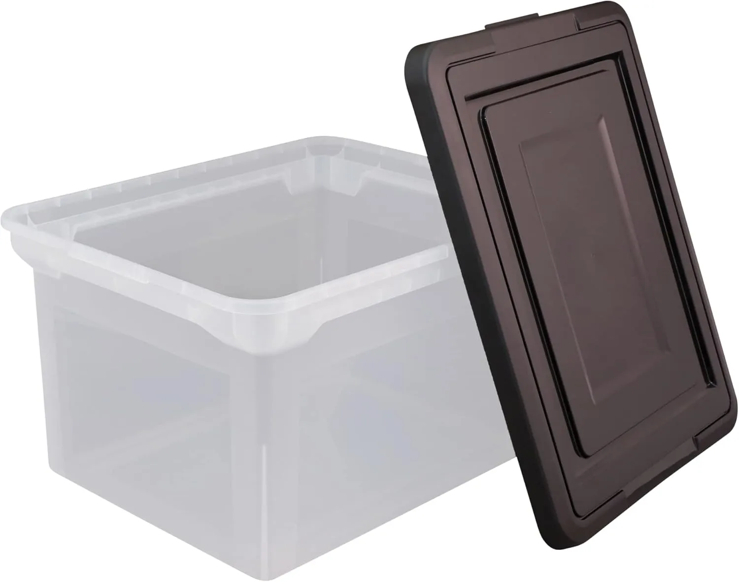Office Depot® Brand Letter And Legal File Tote, 18" L x 14 1/4" W x 10 7/8" H, Clear/Black