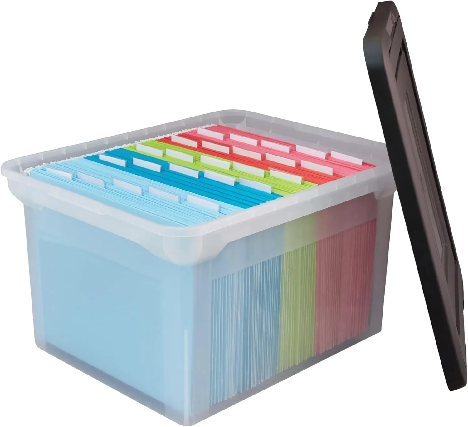 Office Depot® Brand Letter And Legal File Tote, 18" L x 14 1/4" W x 10 7/8" H, Clear/Black