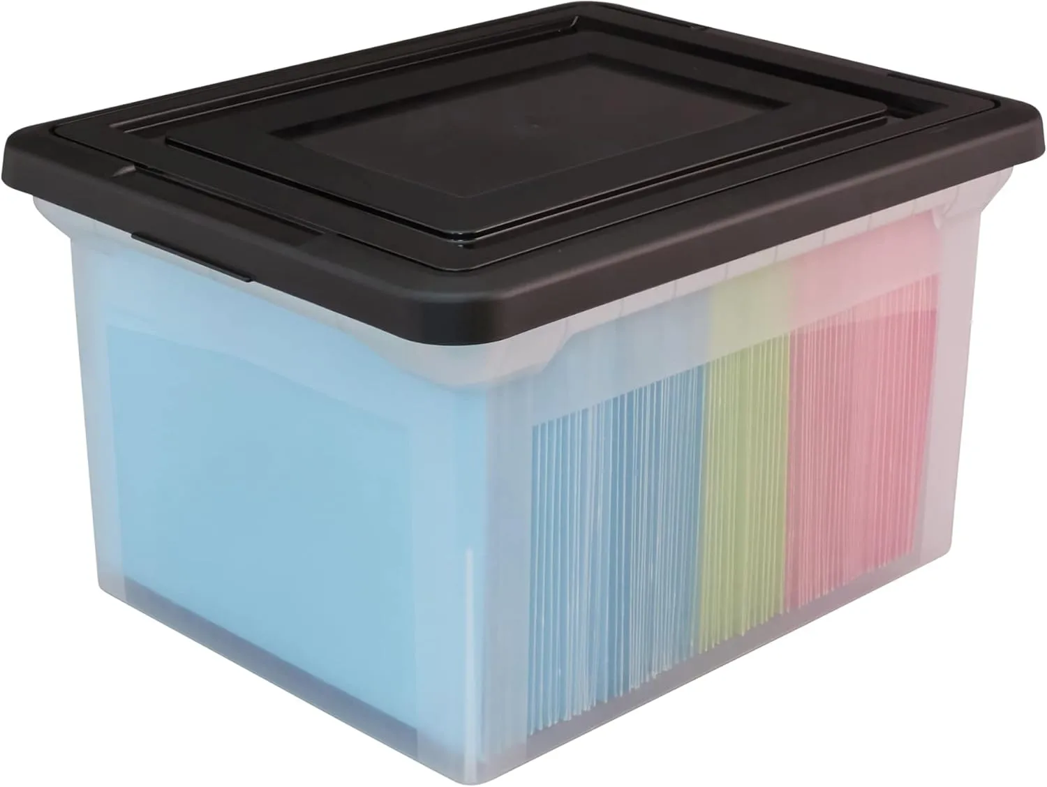 Office Depot® Brand Letter And Legal File Tote, 18" L x 14 1/4" W x 10 7/8" H, Clear/Black