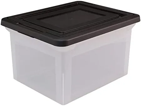 Office Depot® Brand Letter And Legal File Tote, 18" L x 14 1/4" W x 10 7/8" H, Clear/Black