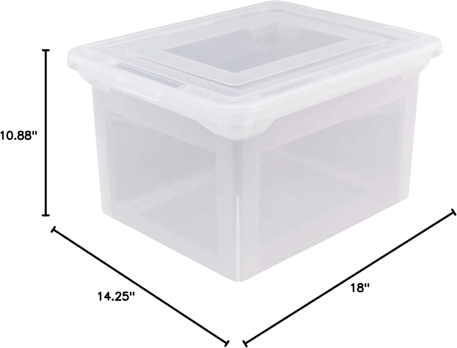 Office Depot® Brand Letter And Legal File Tote, 18"L x 14 1/4"W x 10 7/8"H, Clear