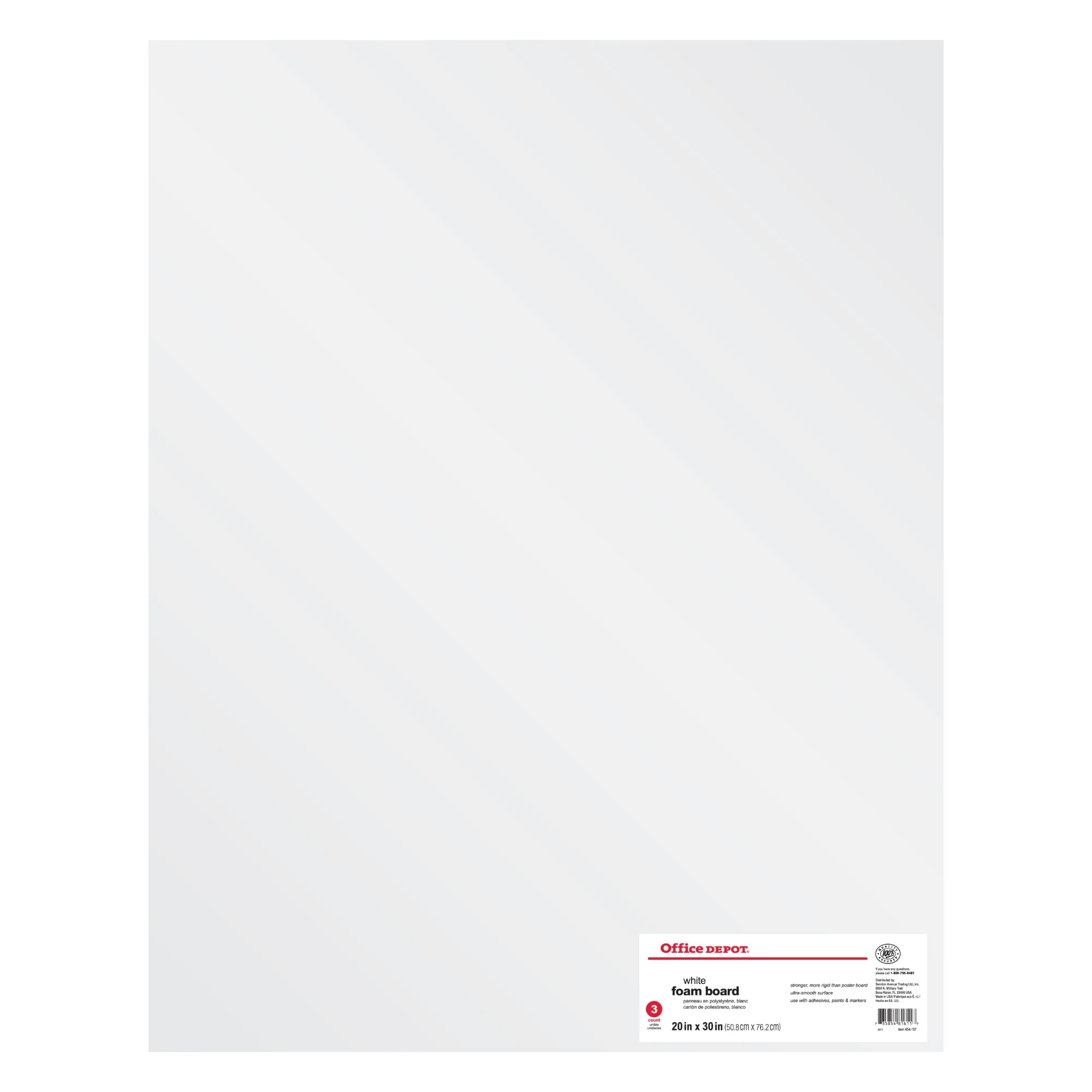 Office Depot Foam Boards, 20 x 30 in, White, Pack of 3