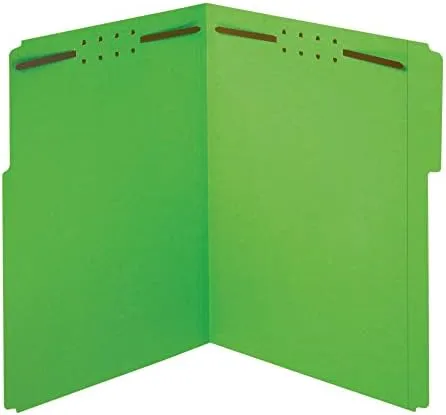 Office Depot Color Fastener File Folders, Letter Size, Green, Pack of 50, OD22140GW