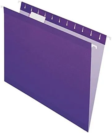 Office Depot Brand Hanging Folders, Letter Size, 1/5 Tab Cut, Violet, Box Of 25