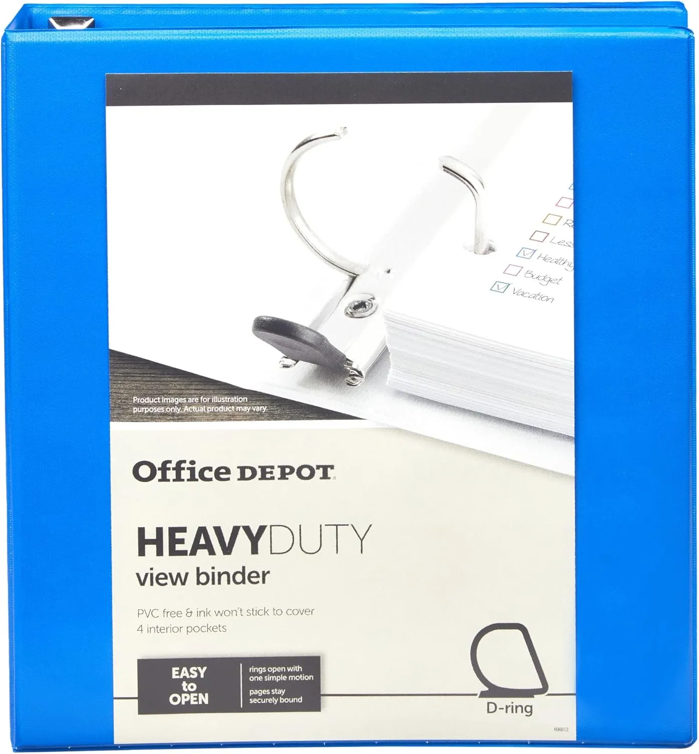 Office Depot® Brand Heavy-Duty Easy Open® D-Ring View Binder, 1 1/2" Rings, 54% Recycled, Blue