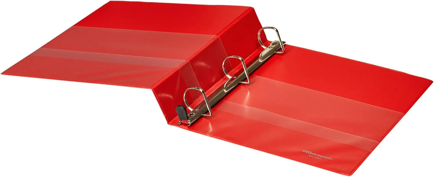 Office Depot® Brand Heavy-Duty D-Ring View Binder, 1 1/2" Rings, 54% Recycled, Red