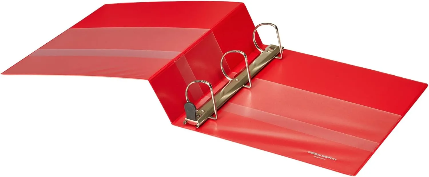 Office Depot Brand Heavy-Duty D-Ring View Binder, 2" Rings, 54% Recycled, Red
