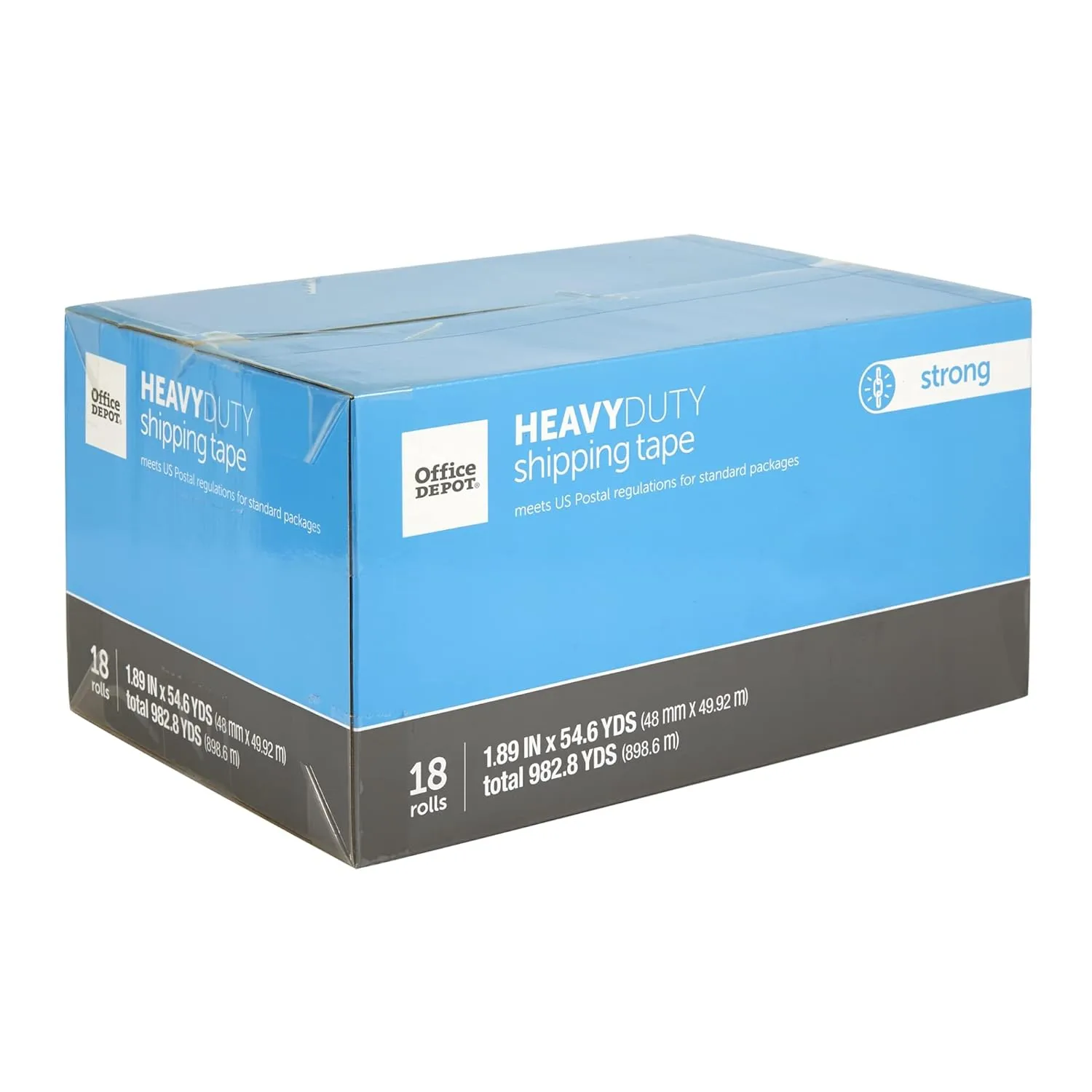 Office Depot® Brand Heavy Duty Shipping Packing Tape, 1.89" x 54.6 Yd, Crystal Clear, Pack Of 18 Rolls