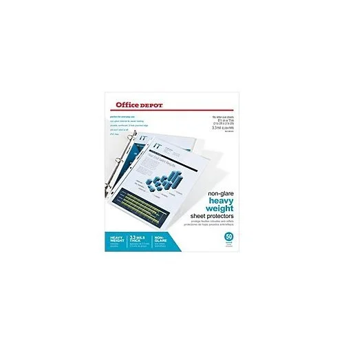 Office Depot Heavyweight Top-Loading Sheet Protectors, Letter, Non-Glare, Box of 50
