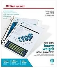 Office Depot Heavyweight Top-Loading Sheet Protectors, Letter, Non-Glare, Box of 50