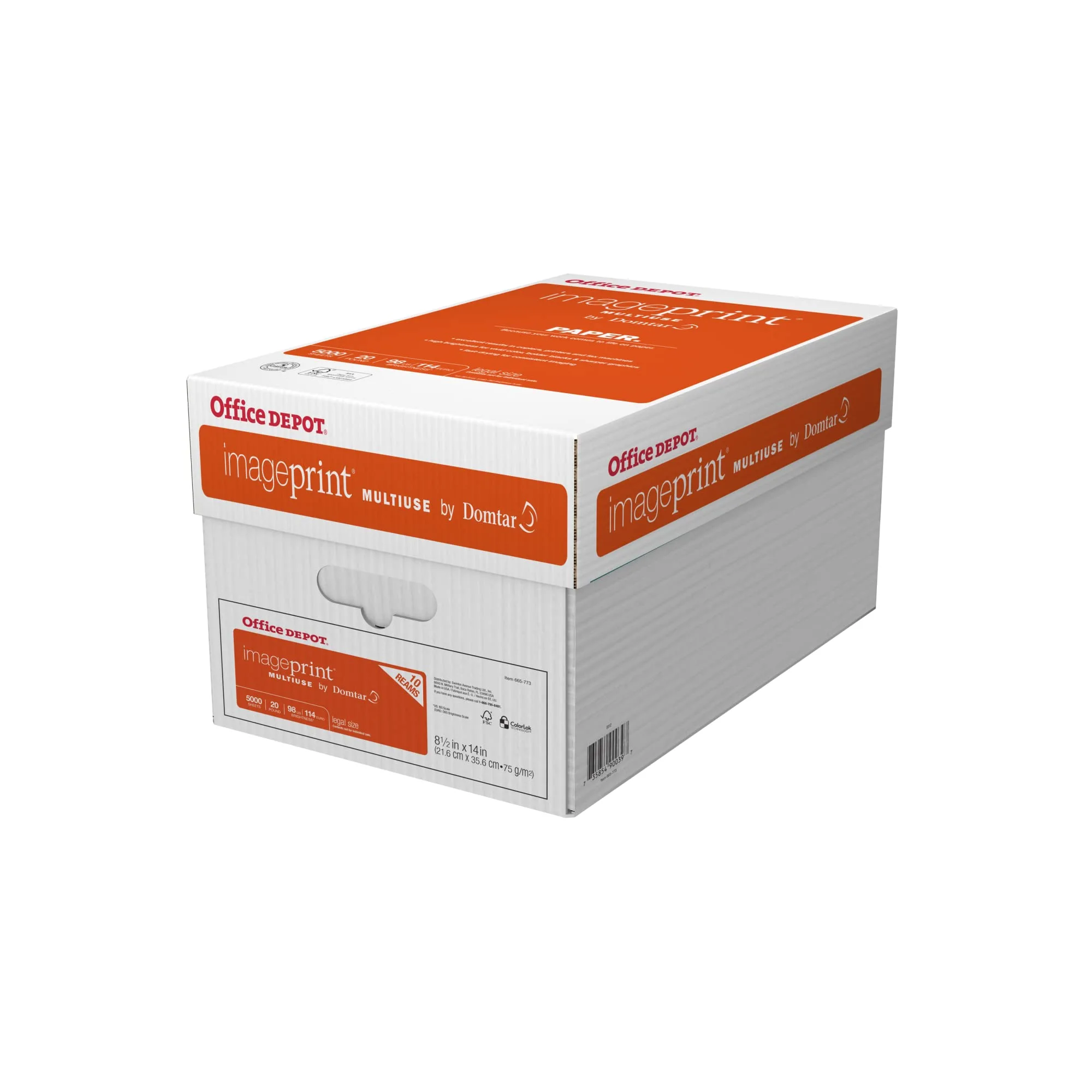 Office Depot ImagePrint Multi-Use Legal Paper, 20 lb, 10 Reams (5000 Sheets)