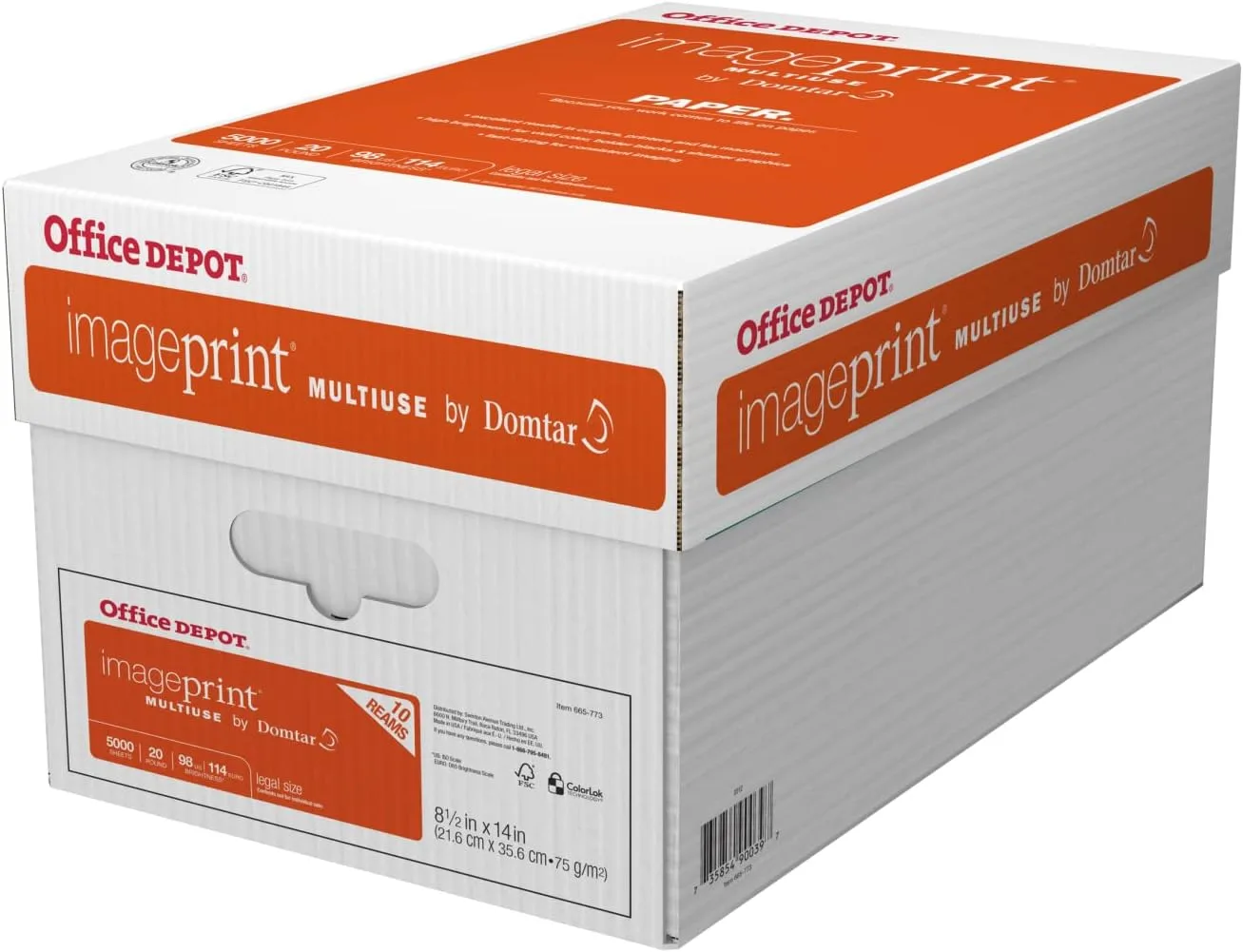 Office Depot ImagePrint Multi-Use Legal Paper, 20 lb, 10 Reams (5000 Sheets)