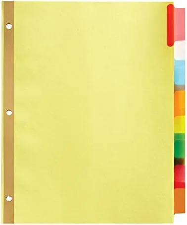 Office Depot Brand Insertable Dividers with Big Tabs, Buff, Assorted Colors, 8-Tab, Pack of 4 Sets