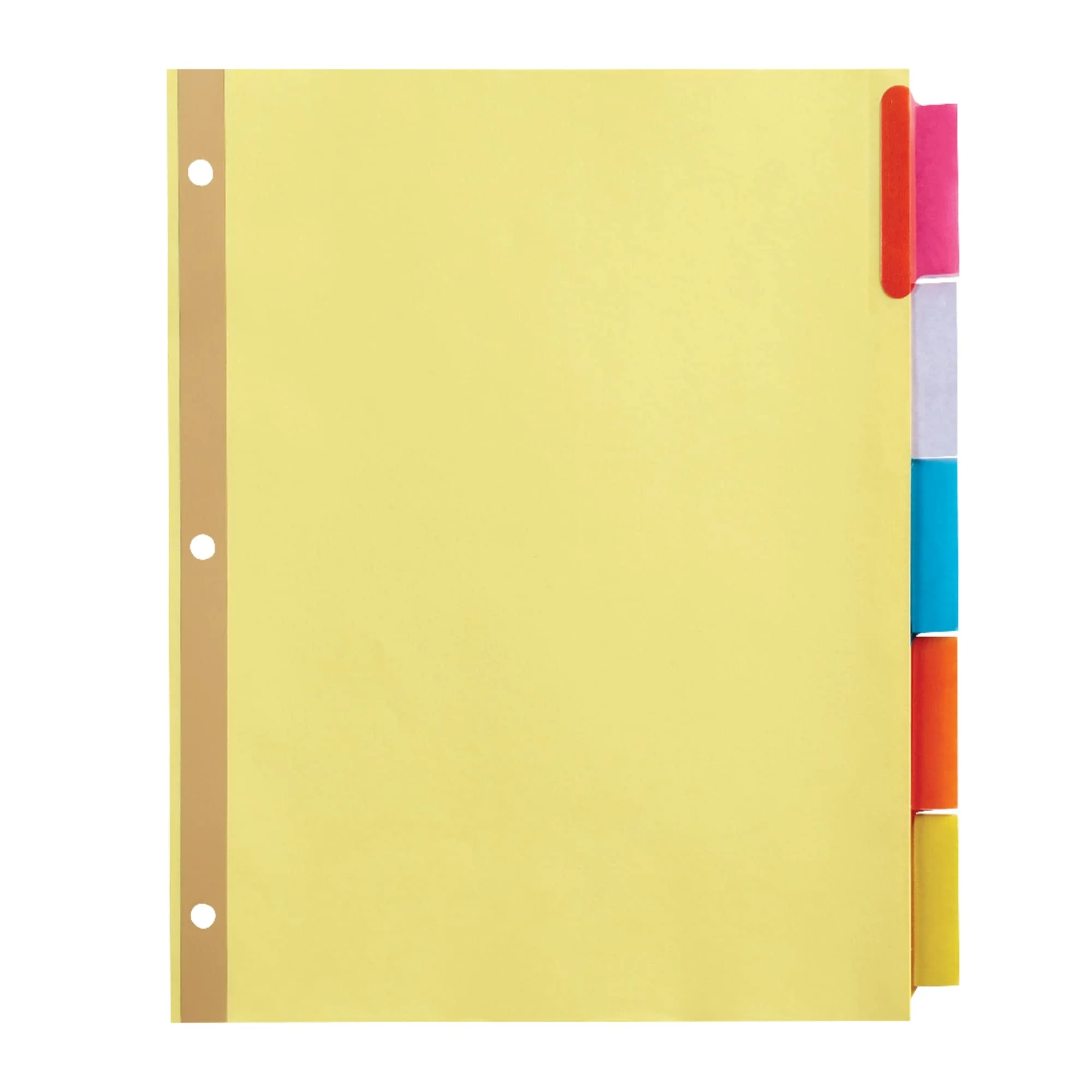 Office Depot® Brand Insertable Dividers With Big Tabs, Buff, Assorted Colors, 5-Tab, Pack Of 4 Sets