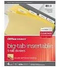 Office Depot Insertable Dividers with Big Tabs, Buff & Clear Tabs, 5-Tab, 4 Sets (20 Dividers)