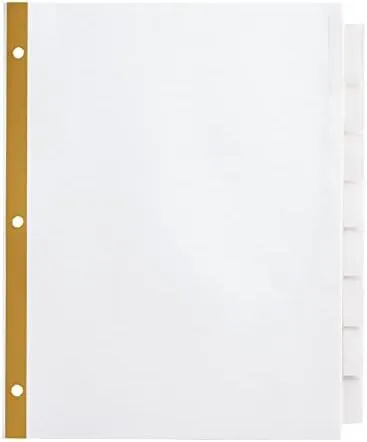 Office Depot Brand Insertable Dividers with Big Tabs, White, Clear Tabs, Set of 8