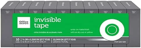Office Depot Brand Invisible Tape Refills, 3/4in x 1,000in, Pack Of 10
