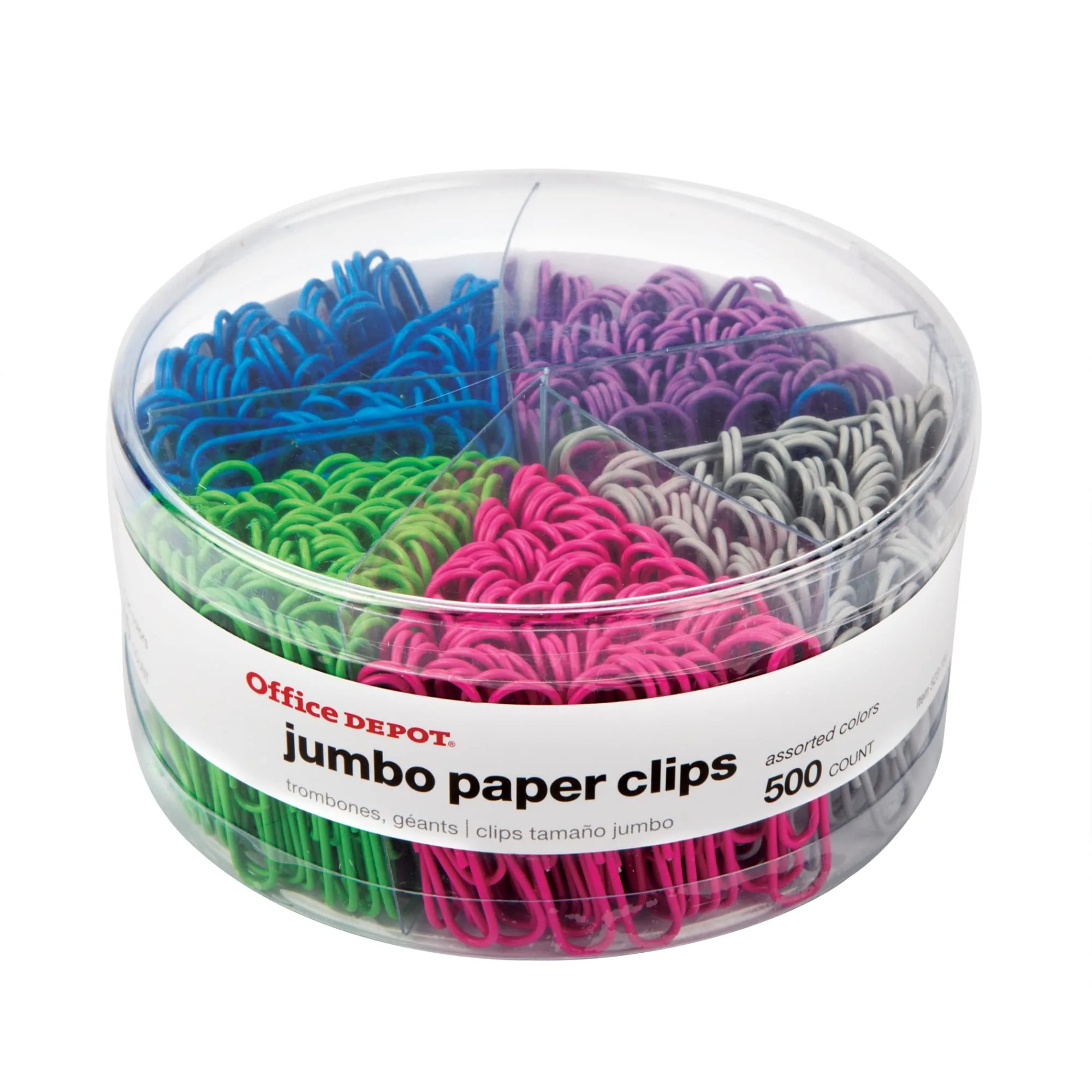 Office Depot® Brand Jumbo Paper Clip Combo Pack, 2", Assorted Colors, Pack Of 500