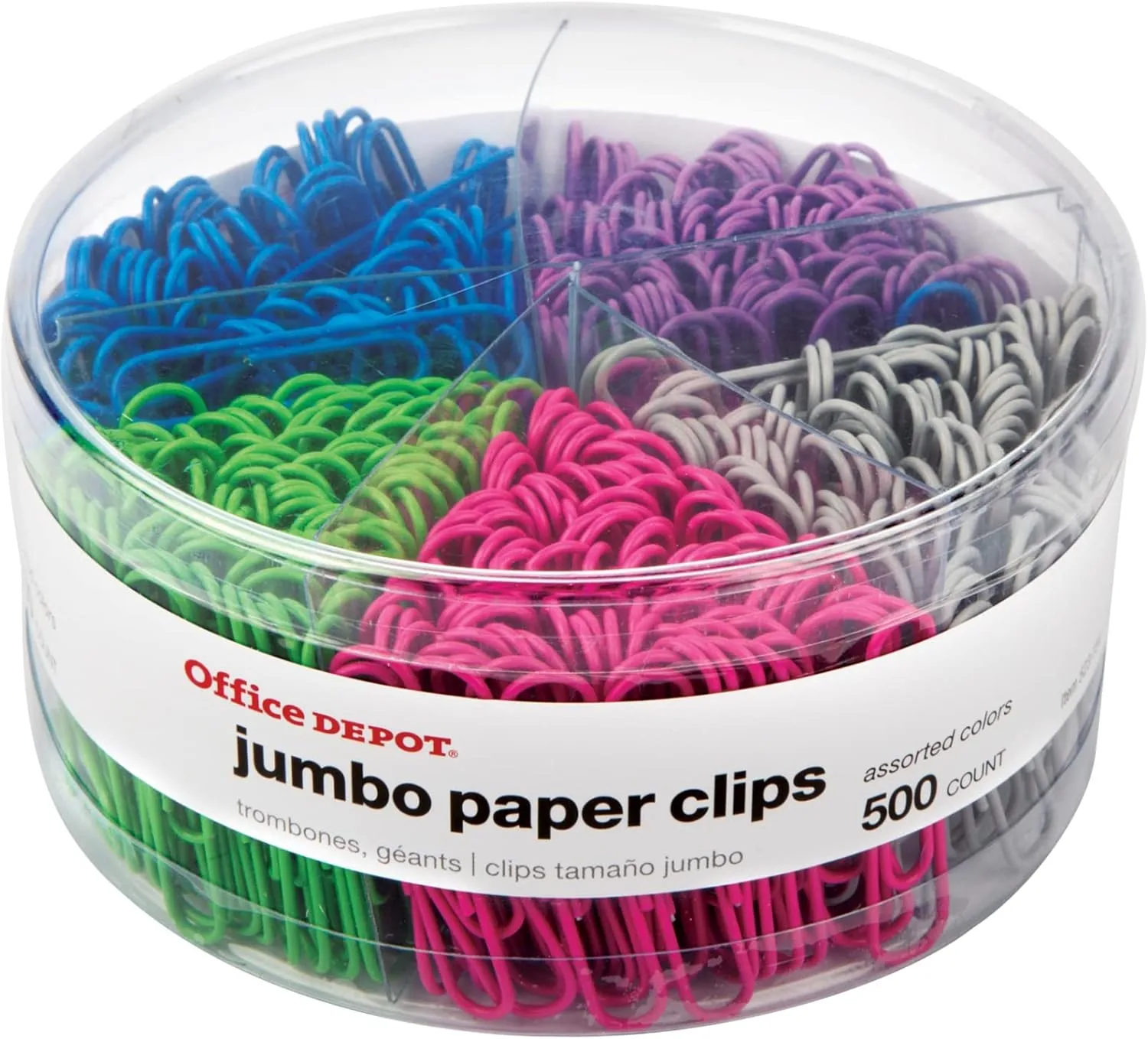 Office Depot® Brand Jumbo Paper Clip Combo Pack, 2", Assorted Colors, Pack Of 500