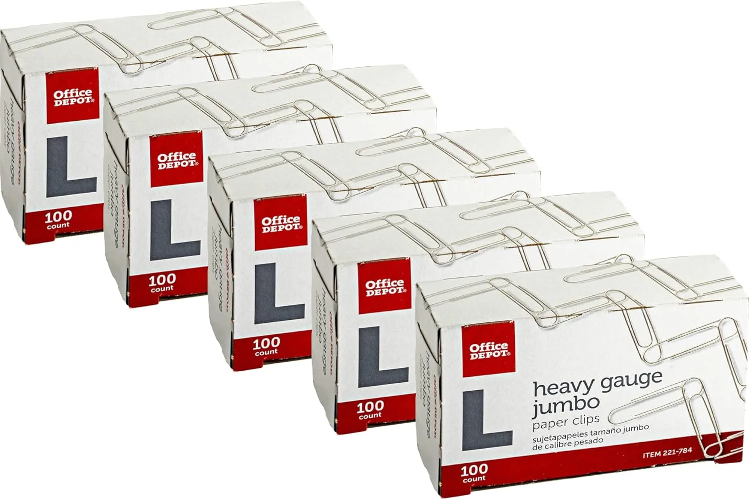 Office Depot Brand Paper Clips, 500 Total, Jumbo, Silver, 100 Per Box, Pack Of 5 Boxes