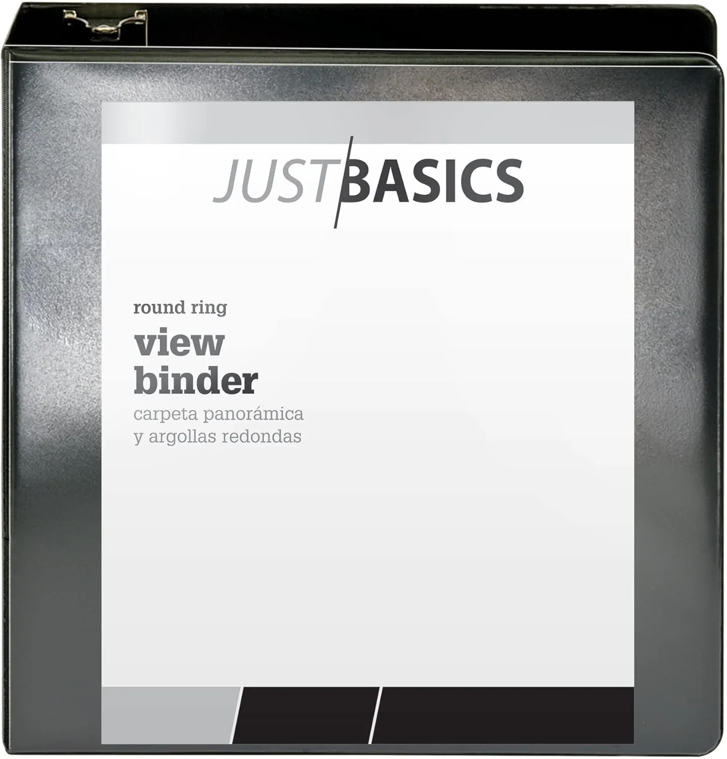 Just Basics Basic Round-Ring View Binder, 3" Rings, 61% Recycled, Black