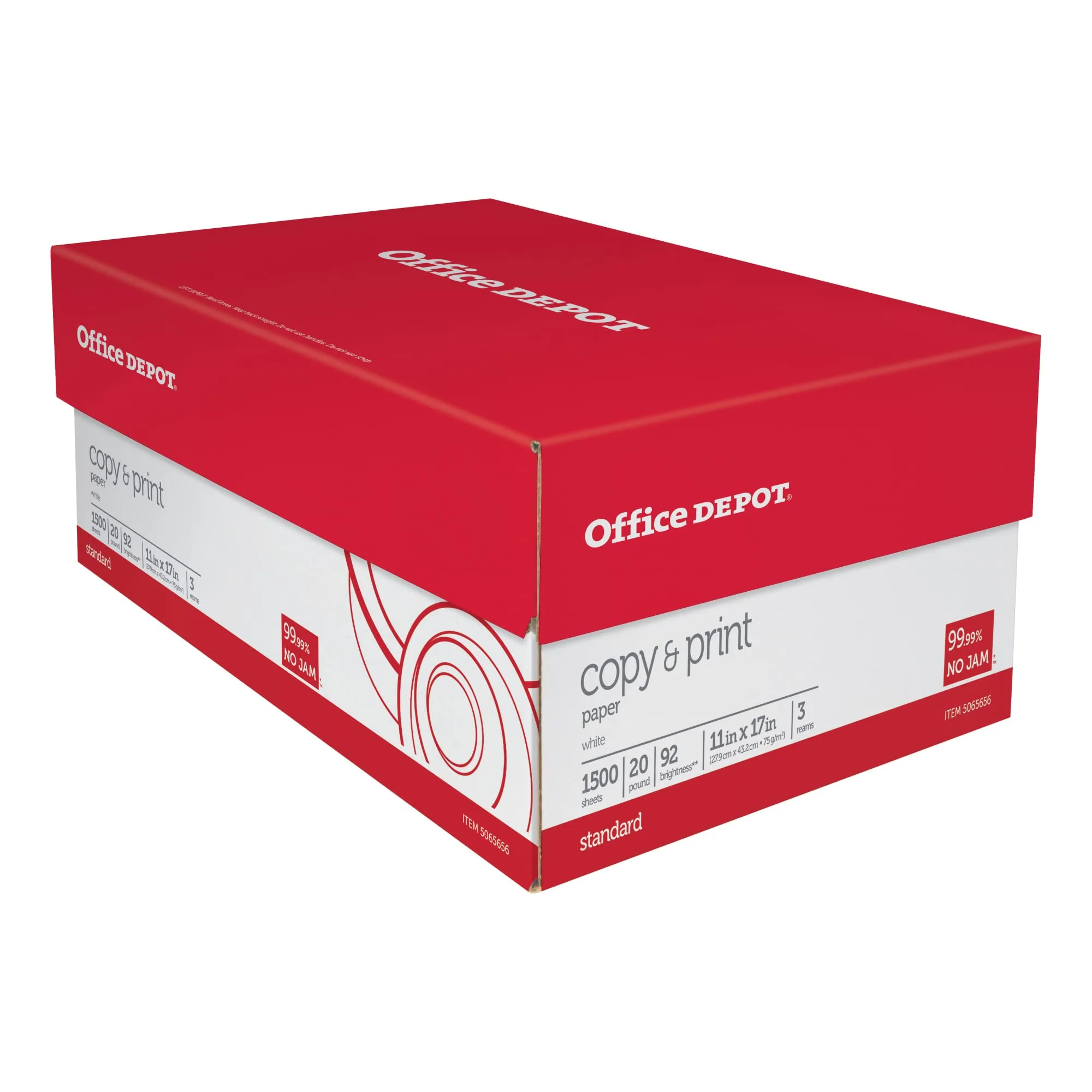Office Depot Copy And Print Paper, Ledger Size (11" x 17"), 20 lb, 92 Brightness, 3 Reams (1500 Sheets)