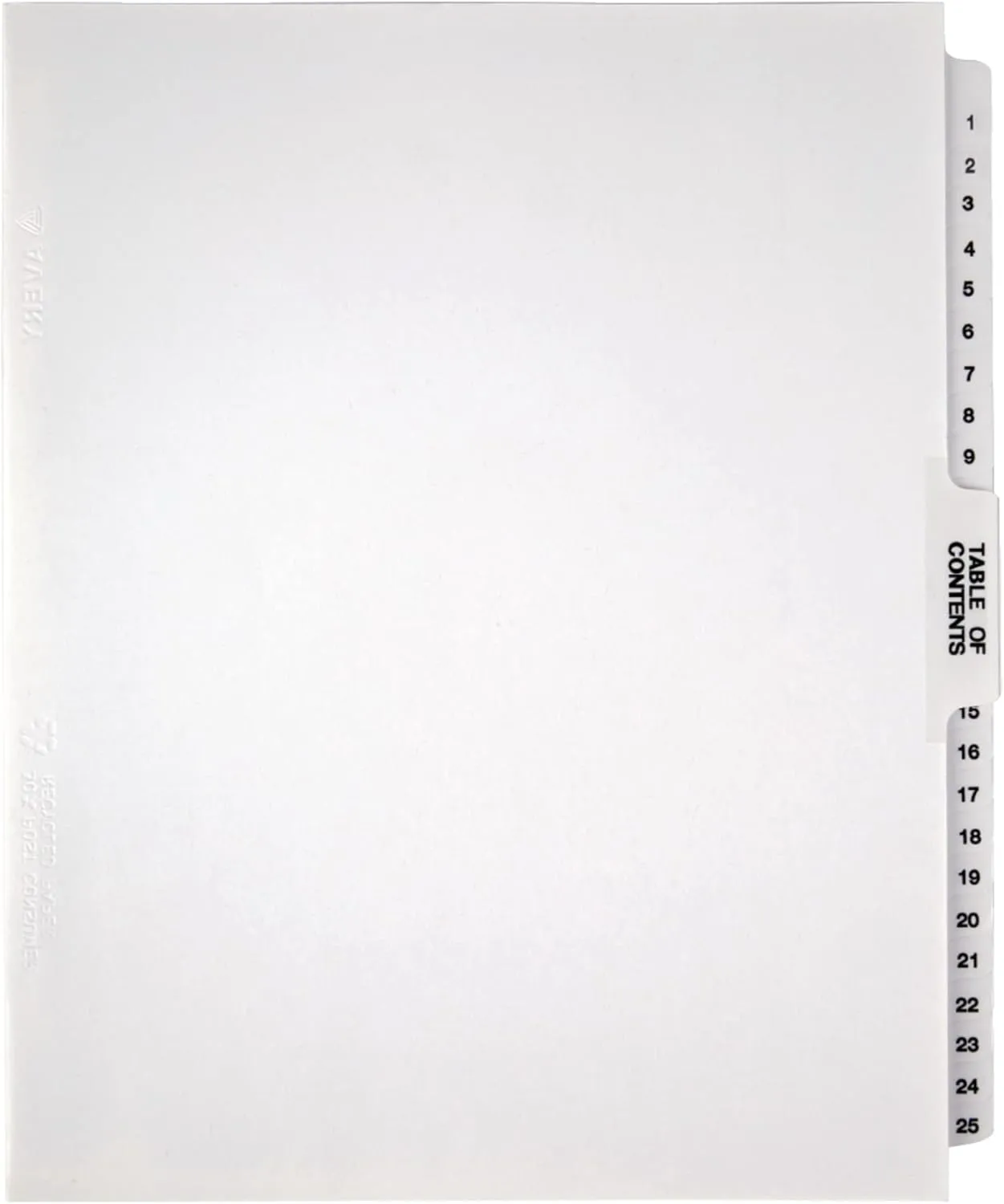Office Depot Legal Index Unpunched Dividers with Laminated Tabs, Numbered 1-25