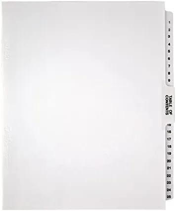 Office Depot Legal Index Unpunched Dividers with Laminated Tabs, Numbered 1-25