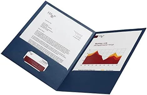 Office Depot® Brand Linen Twin-Pocket Portfolio, Letter Size, Navy, Pack Of 5